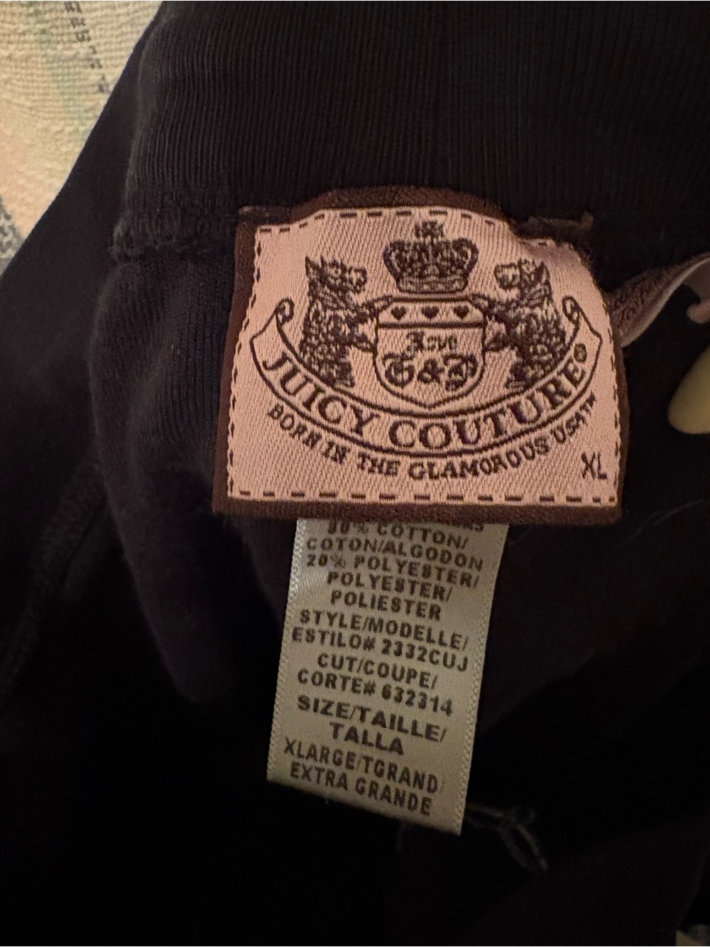 Juicy Couture Black Lounge Pants with Logo Patch & Gems - Picture 3 of 3